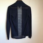 The Limited ‎ Navy Metallic Open Front Cardigan Knit Top Crochet Womens Size XS Photo 2