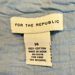 FOR THE REPUBLIC  Smocked Skirt Women’s Size 14 Cotton Lined Flowers Circle Blue Photo 4