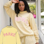 Parke Heritage Summer land Varsity Mockneck Sweatshirt Yellow Sweater Size L/XL Photo 1