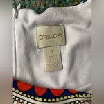 Chico's Chico’s blue orange geometric print over lay sleeveless stretch dress, size 8 Photo 6