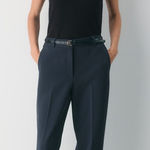 Aritzia Babaton New Agency Mirror Crepe Navy Pants 4 Photo 0