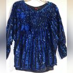 Vintage Blue Sequin Top IRIS Brand Cocktail Evening Size XL Photo 1