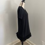 Lea & Viola Black V-Neck Feather Dress sz Small Flapper Sheath Knee Length Vamp Photo 1