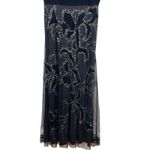 Adrianna Papell VTG Y2K Black Beaded Dress Velvet Burnout Mesh Formal Dress 12 Photo 3