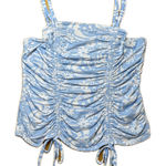 No Boundaries No‎ Boundaries Floral Tank Top XL Blue Adjustable Straps Shirred Tie Side Women Photo 0