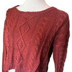 Wet Seal Womens Crew Neck Copper Rust Cable Knit Cropped Sweater - Sz S Photo 1