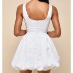 Lulus NWOT  XS Regal Cutie White Satin Square Neck Bubble-Hem Mini Dress Photo 1