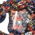 Free People  All Dolled Up Mesh Floral Long Sleeve Cropped Blouse XS Photo 5