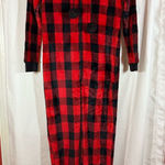 secret treasures  One Piece Hooded Lounge Wear Holiday Pajamas Red & Black Sz XS Photo 0