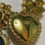 Tory Burch New Authentic  Roxanne Blue Crystal Heart and Gold Drop Earring Photo 6