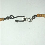 Wooden Beaded Silver Tone Boho Polka Dot Pendant Necklace Brown Photo 3