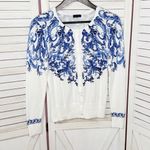 Talbots Delft Blue Picnic Paisley White Button Up Cardigan Sweater White XS Photo 7