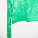 PINK - Victoria's Secret PINK Victoria’s Secret Tee Neon Green Yellow Tie Dye Crop V-neck Photo 4