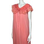Handmade Vintage 60s Coral Peignoir Nightgown Coquette Lace Midi Slip S/M Retro Pink Photo 7