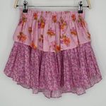 Love Shack Fancy Ruffle Mini Skirt Exploded Pink Small Floral Ruffle Tiered Cotton Photo 3