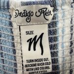 Indigo Rein  linen rayon blue striped ruffle jumper romper pants M vacation Photo 6