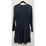 Tory Burch Silk Dress Size 2 Black Long Sleeve Knee Length Wedding Guest Photo 2