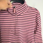 L.L. Bean pink & navy blue striped quarter‎ zip pullover women’s size XL casual Photo 6