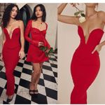 House Of CB  SET ‎ 'Lydia' Red Rose Plunge Corset Martinez Skirt NWOT size XS Photo 9