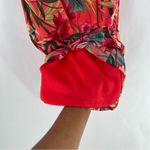 Papaya Coral Green Mesh Tropical Floral Print Spaghetti Strap V-Neck Mini Dress Photo 7