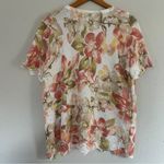 Alfred Dunner 🦋 Cream Floral Sequin Scalloped Short Sleeve Sweater Blouse XL Photo 3