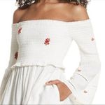 Free People  Ruched White embroidered off shoulder dress Photo 0