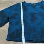 True Religion Foil Logo V Neck Crop Long Sleeve Sweatshirt Blue Poseidon Small Photo 8