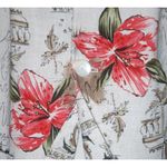 Tofy Tan Hawaiian Floral Jacket Size 8 Flax Blend Shoulder Pads Short Sleeves Photo 2