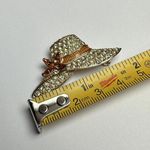 Monet  Orange & Yellow Rhinestone Hat Brooch Pin Gold Tone Signed Photo 2