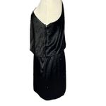 Allen Schwartz ABS Dress Womens 12 Black One Shoulder Blouson Jeweled Dark Fairy Photo 4