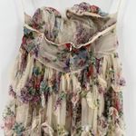 Faeriesty Ruched Bustier Ruffle Trim Hem Floral Print Tube Corset Zip Dress‎ 2XL Pink Size 2X Photo 7