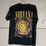 Nirvana  SMILEY FACE GRAY ACID WASH TEE SHIRT SHORT SLEEVE MEDIUM Photo 0