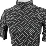 ZARA  Black Knit Geometric Mock Neck Short Sleeve Crop Sweater Blouse Top Size S Photo 2