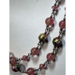 MCM Murano Wedding Cake Pink Glass Bead Necklace Vtg Designer Women’s Jewelry Photo 2