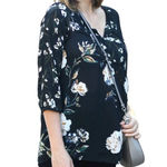 A pea in the pod  Floral Maternity Blouse Black Cream Whimsigoth Womens Medium Photo 0
