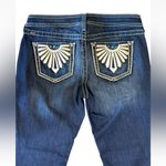  Women’s Darkwash ARIAT Jeans 29 X 33 TURQUOISE Embellished Long EUC Photo 7