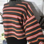 Wild Fable  cotton cropped sweatshirt striped green orange long sleeves L Photo 6