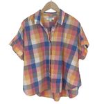 Madewell  Short Sleeve Hilltop Shirt in Rainbow Check Plaid Print Size Medium Photo 1