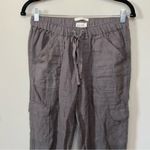 Nicole Miller  Pewter Grey Linen Cargo Utility Joggers Size Small Photo 3