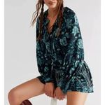 Free People New!  Dance ‘Til Dawn Green Black Floral‎ Romper, size S Photo 2