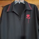 Black Pirate Renaissance Goth Shirt Top Women's Embroidered Roses Long Sleeve Size M Photo 3