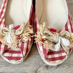 Stuart Weitzman Espadrilles Flats Safflower Gingham Peep Toe Slip-on Size 8.5 Photo 2
