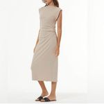 Young Fabulous and Broke Jodie Bodycon Ruched Midi Dress in Shiitake Mineral Photo 1