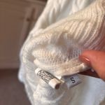 Women's White Cable Crewneck Sweater Photo 2