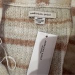 American Eagle  Cream & Tan Striped Knit Long Sleeve Button Cardigan Sz M NEW‎ Photo 4