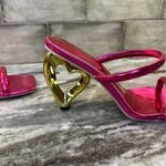 Hot pink pumps with gold shaped heart for heel fashion shoes size 40/9 Photo 3