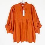 Never a Wallflower High Neck Top Burnt Orange Seersucker Top Size XL NWT Photo 1