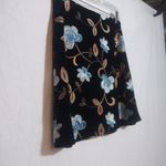 Mi ami Blue Velvet Floral Embroidered Mini Skirt Boho Festival Size Small Photo 2