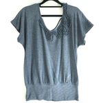 Iz Byer  Blue Dolman Sleeve Elastic Waist Band Blouse Top M Photo 0