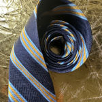 Brooks Brothers Vintage Silk Tie Blue And Gold Striped 58 inches Photo 5